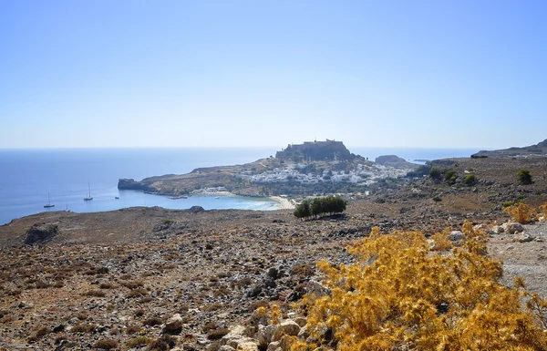 Scenic Rhodes island, Lindos bay. Greece — Stock Photo, Image