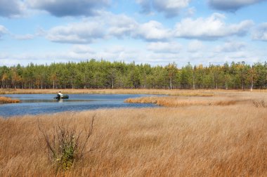 Nehirde balık tutma bir yalnız adam