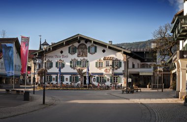 Oberammergau Bavaria, Almanya için Ortaçağ boyalı evleri
