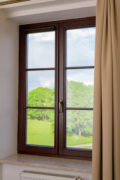 Wood plastic vinyl window — Stock Photo, Image