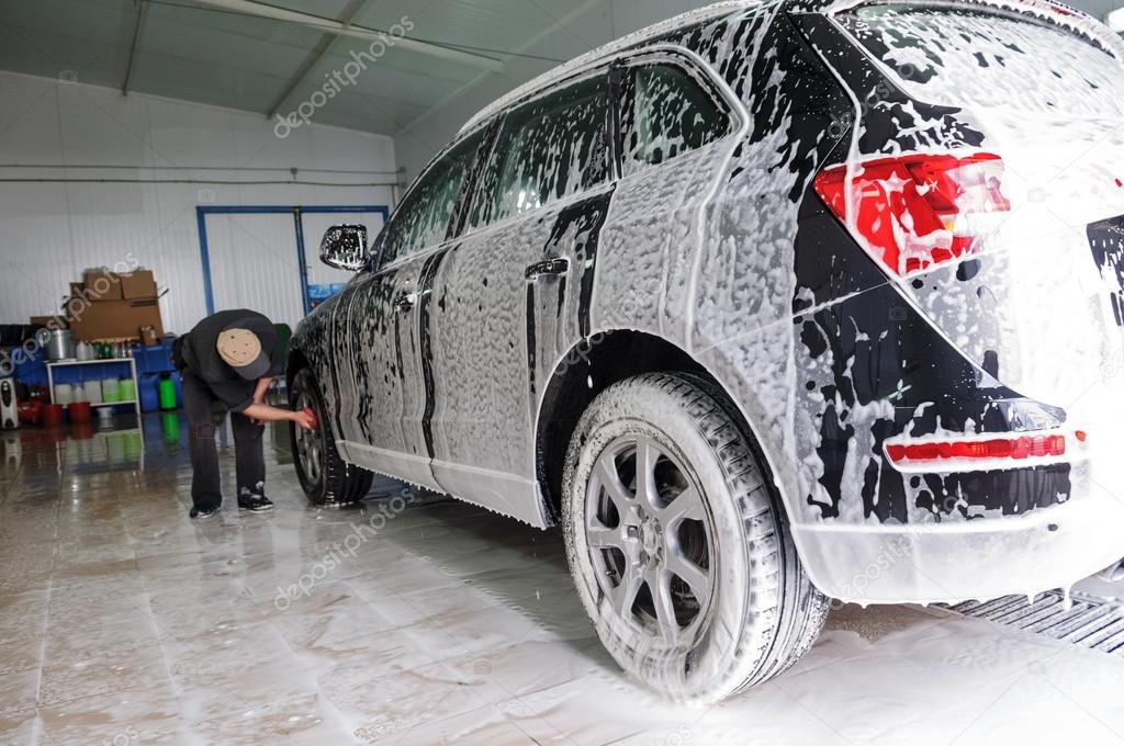 car wash process with washing foam