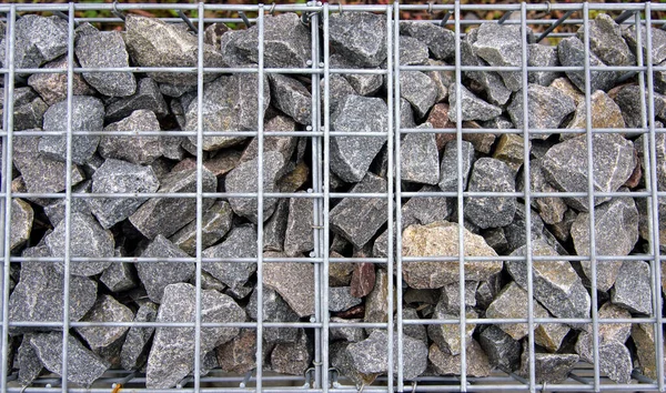 Gabion Stengärde Delar Gabioner Med Vinkelrätt Berg Och Trådnät — Stockfoto