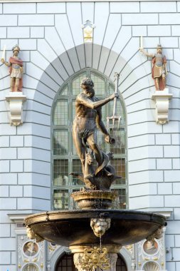Neptune's Fountain sculpture in Gdansk, Poland, one of the most distinctive landmarks of the city.