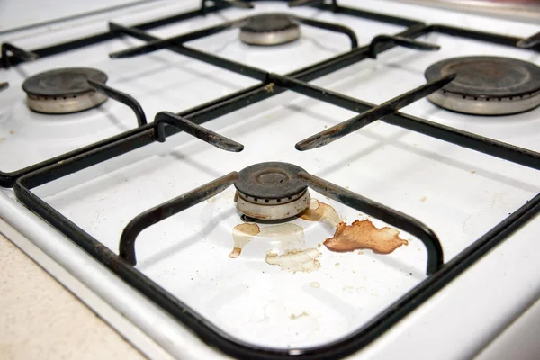 Quemadores Cocina Gas Sucia Habitación Cocina Antes Limpiar —  Fotos de Stock