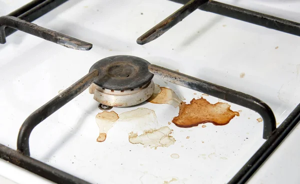 Quemadores Cocina Gas Sucia Sala Cocina Antes Concepto Limpieza Primer —  Fotos de Stock