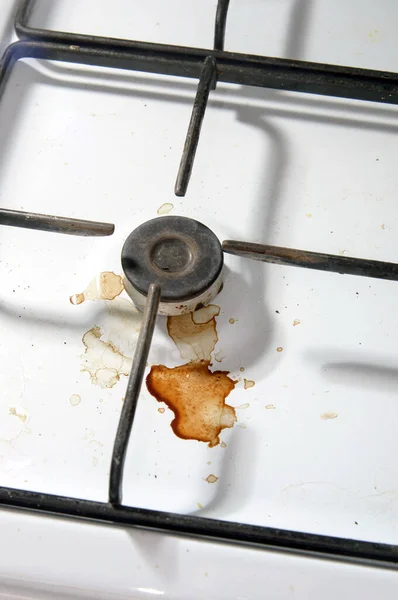 Quemadores Cocina Gas Sucia Sala Cocina Antes Concepto Limpieza Primer —  Fotos de Stock