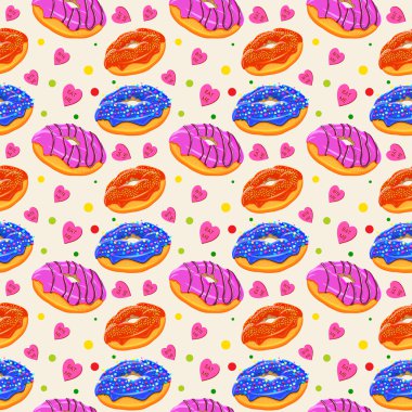 Güzel vektör seamless modeli ile renkli donut