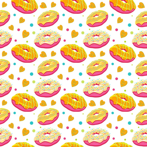 Hermoso patrón inconsútil vector con donut surrealista brillante — Vector de stock