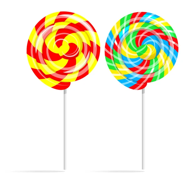 Colorful swirl lollipop set isolated on white — 图库矢量图片