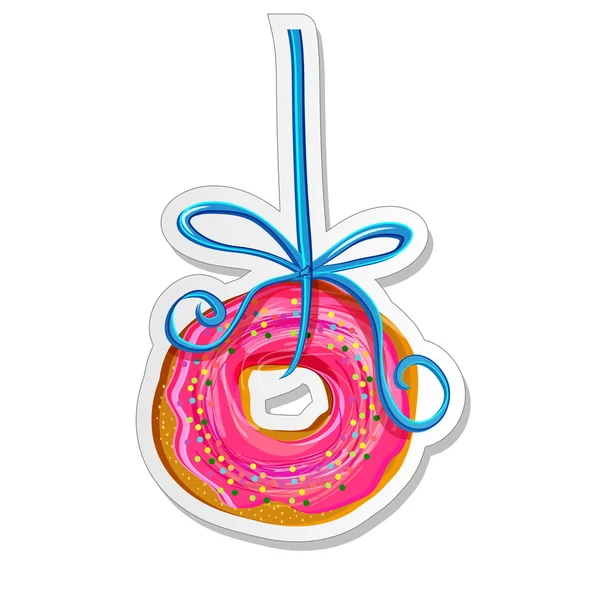 Štítek na potraviny nebo štítek Donut na pásu karet — Stockový vektor