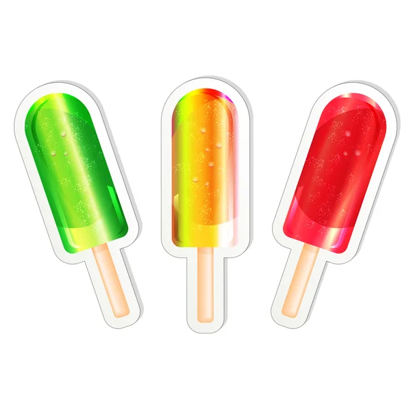 Food labels or stickers set ice cream lollipop — Vetor de Stock