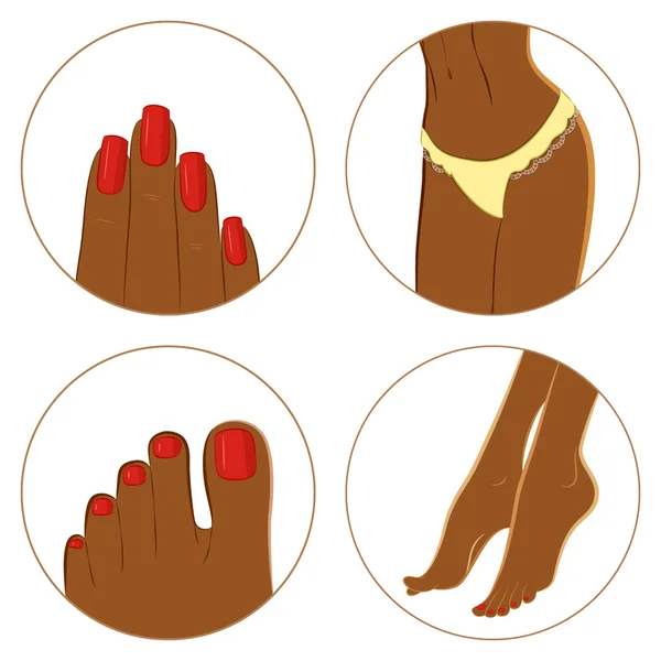 Manicure, pedicure en bodycare concept. Pictogrammenset — Stockvector