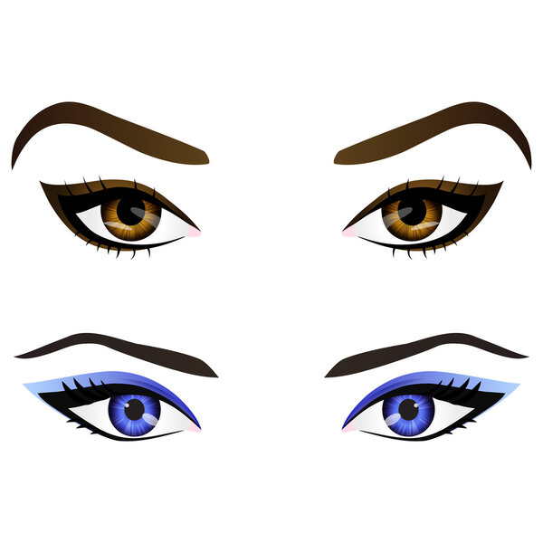 Набор реалистичные персонажи из вектора женских глаз и бровей