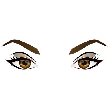 Gerçekçi çizgi film vektör kadın kahverengi gözleri ve kaşları
