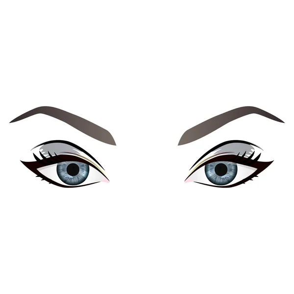 Gerçekçi çizgi film vektör kadın gözleri ve kaşları — Stok Vektör
