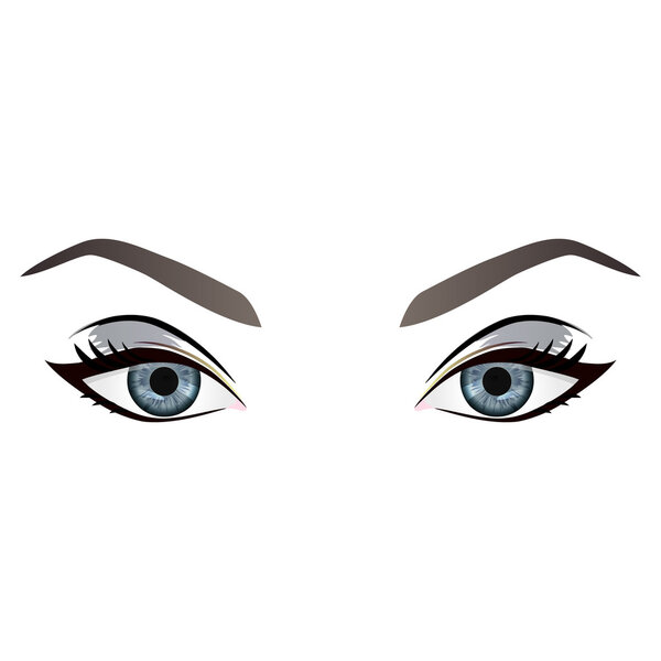 Реалистичный вектор карикатуры женские глаза и брови
