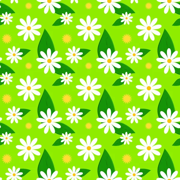 Floral spring pattern with daisies and dandelions — Stock Vector