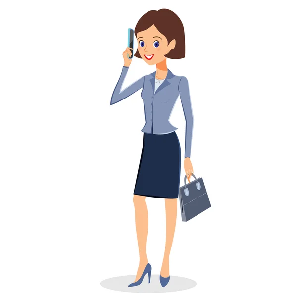 Business woman with smartphone character vector — Stok Vektör