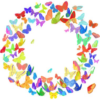 Butterfly wreath design element in bright colors