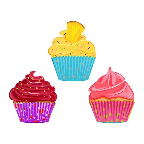 Συλλογή από vector cupcakes — Διανυσματικό Αρχείο