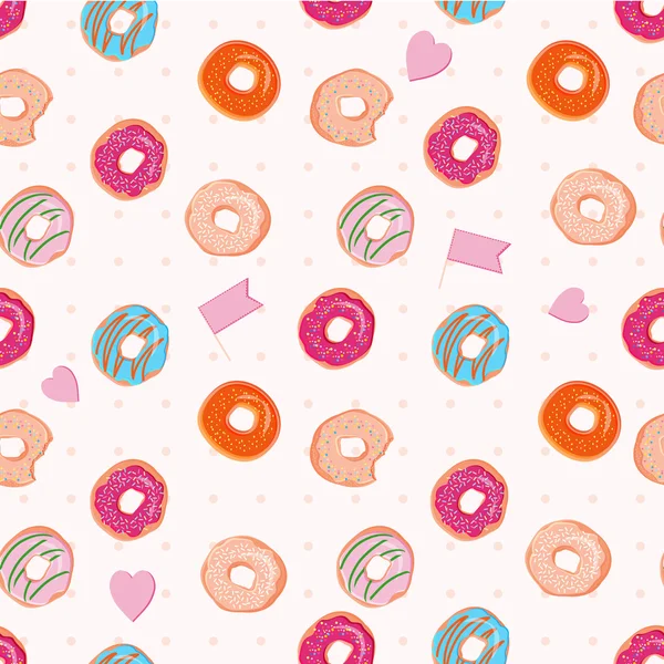 Padrão sem emenda vetor bonito com donuts coloridos —  Vetores de Stock