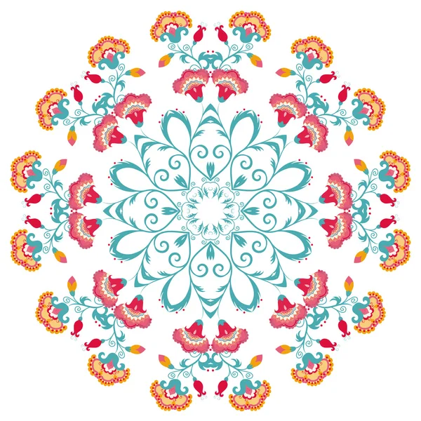 Ornement floral rond abstrait, mandala avec fleurs stylisées — Image vectorielle