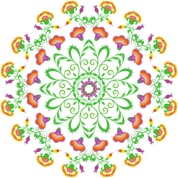 Ornement rond abstrait, mandala aux fleurs de style indien — Image vectorielle