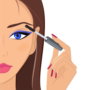 Çekici kadın rimel uygulamak. Moda, makyaj ve güzellik co