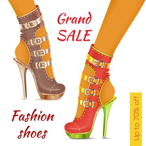 Fashion shoes. Sale leaflet — ストックベクタ