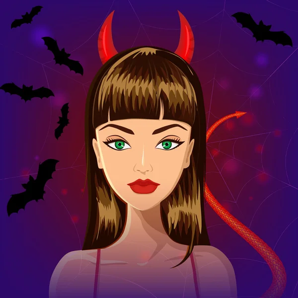 Halloween djävulen witch flicka — Stock vektor