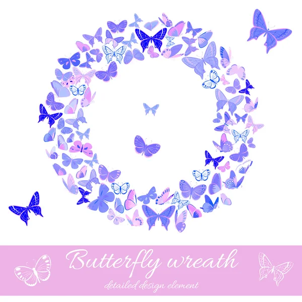 蝶デザイン要素テンプレートの花輪 — ストックベクタ