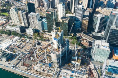 Barangaroo office buildings construction site areal view. clipart