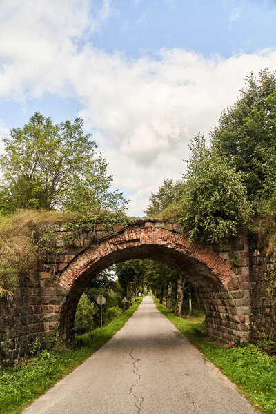 Old German bridge. The bridge of the Rominten Forest. Kaliningrad region.