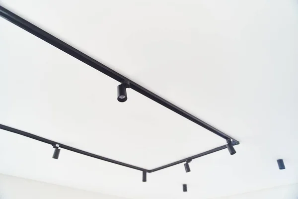 Moderne Led Black Track Spots Het Interieur Hanglampen Spotlights Bevestigd — Stockfoto