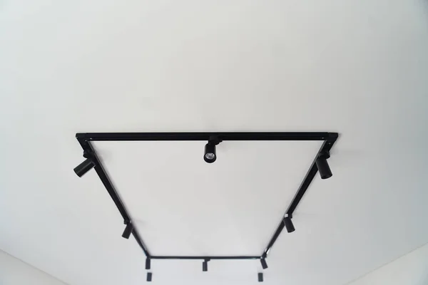 Moderne Led Black Track Spots Het Interieur Hanglampen Spotlights Bevestigd — Stockfoto
