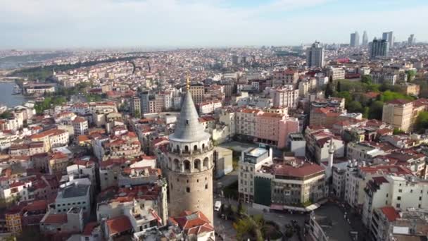 伊斯坦布尔加拉塔的空中景观。土耳其地标 — 图库视频影像