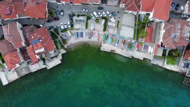 Vista aérea da cidade de Ohrid. Lago Ohrid. Macedónia do Norte — Vídeo de Stock