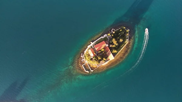 Вид Воздуха Церковь Святого Георгия Острове Черногории Высококачественные Кадры — стоковое фото