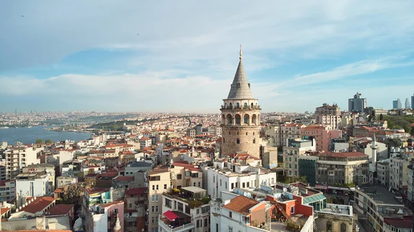 Letecký Pohled Věž Galata Istanbulu Krůtí Památky Okres Beyoglu — Stock fotografie