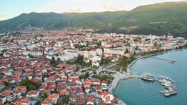 Vista Aérea Ciudad Ohrid Lago Ohrid Macedonia Del Norte Imágenes — Foto de Stock