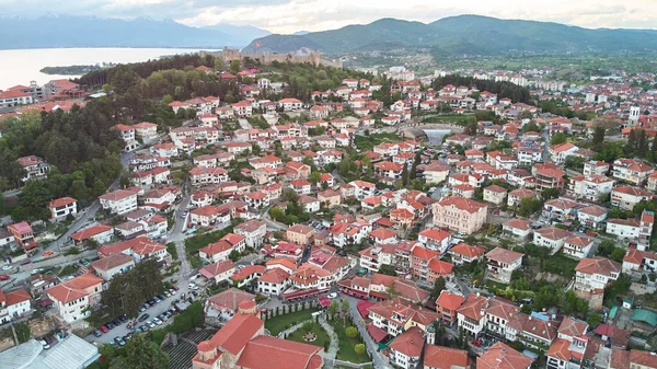 Vista Aérea Ciudad Ohrid Lago Ohrid Macedonia Del Norte Imágenes — Foto de Stock