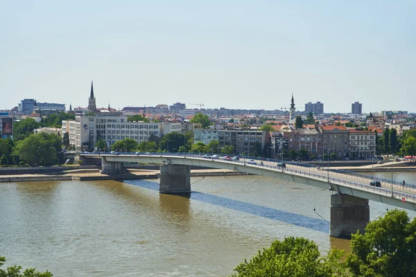 Vista Novi Sad Río Danubio Desde Fortaleza Petrovaradin Serbia Foto —  Fotos de Stock