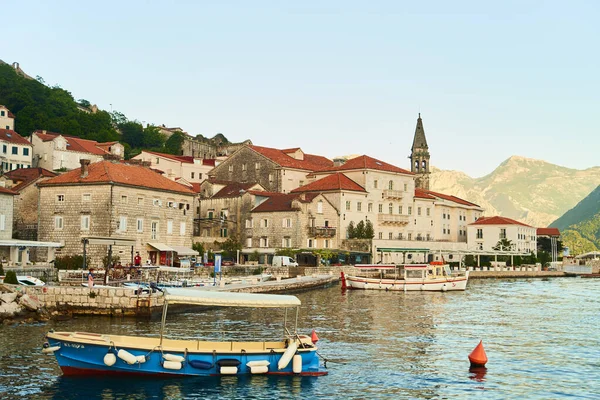 Ciudad Histórica Perast Bahía Kotor Verano Atardecer Foto Alta Calidad —  Fotos de Stock