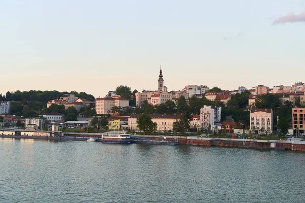 Hermosa Vista Del Centro Histórico Belgrado Orillas Del Río Sava — Foto de Stock