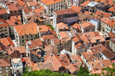 Eski Kotor kasabasının havadan görünüşü. Yüksek kalite fotoğraf