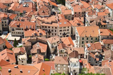 Eski Kotor kasabasının havadan görünüşü. Yüksek kalite fotoğraf