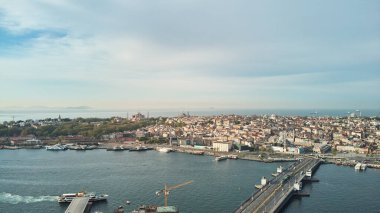 Boğazın, Fatih 'in ve Kadıköy' ün hava manzarası. İstanbul, Türkiye.