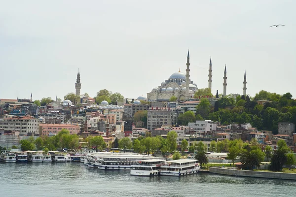 Istanbul Turecko Května 2021 Pohled Přes Bosporu Mešitě Suleymaniye Kvalitní — Stock fotografie
