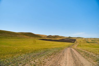 Uzun Dağlar Tepesi manzarası. Ural dağlarının başlangıcı. Orenburg bölgesi.