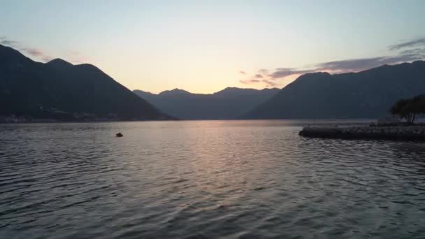 View of the Bay of Kotor. Sunset in the Bay of Kotor. — Stock Video